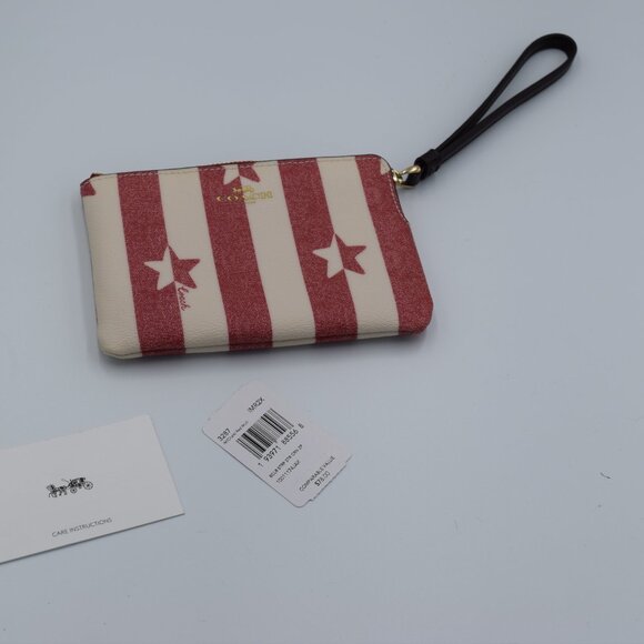 Coach Red and White Striped Wristlet - Picture 5 of 10